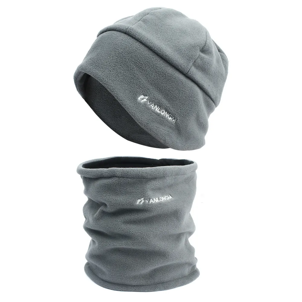 Polar Fleece Beanie Hat And Neck Warmer Thermal Winter Outdoor Skiing Cycling Windproof For Men Women
