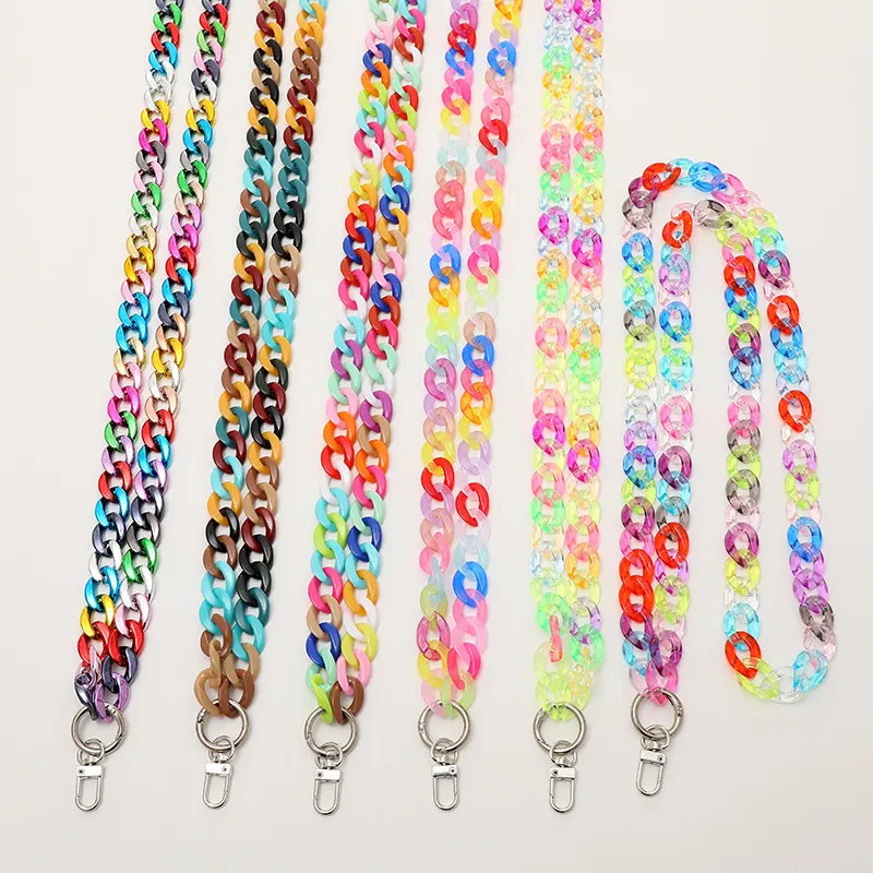Catena per Telefono Colorata in Acrilico DIY Tracolla Anti-Smarrito Cordino Mobile Con Chiusure in Metallo Decorazione Borsa Donna