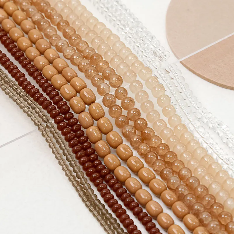 Perline Sfuse Gioielli DIY Braccialetti Collane Imitazione Pietra Giada Pudding Serie Tè Al Latte Toni Terra Tonde