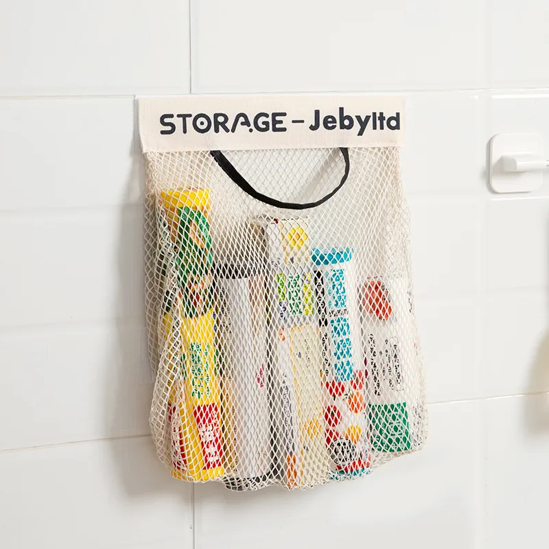 Wall Mounted Mesh Storage Bag Breathable Polyester Kitchen Grocery Plastic Bag Holder Organizer Hanging Pocket