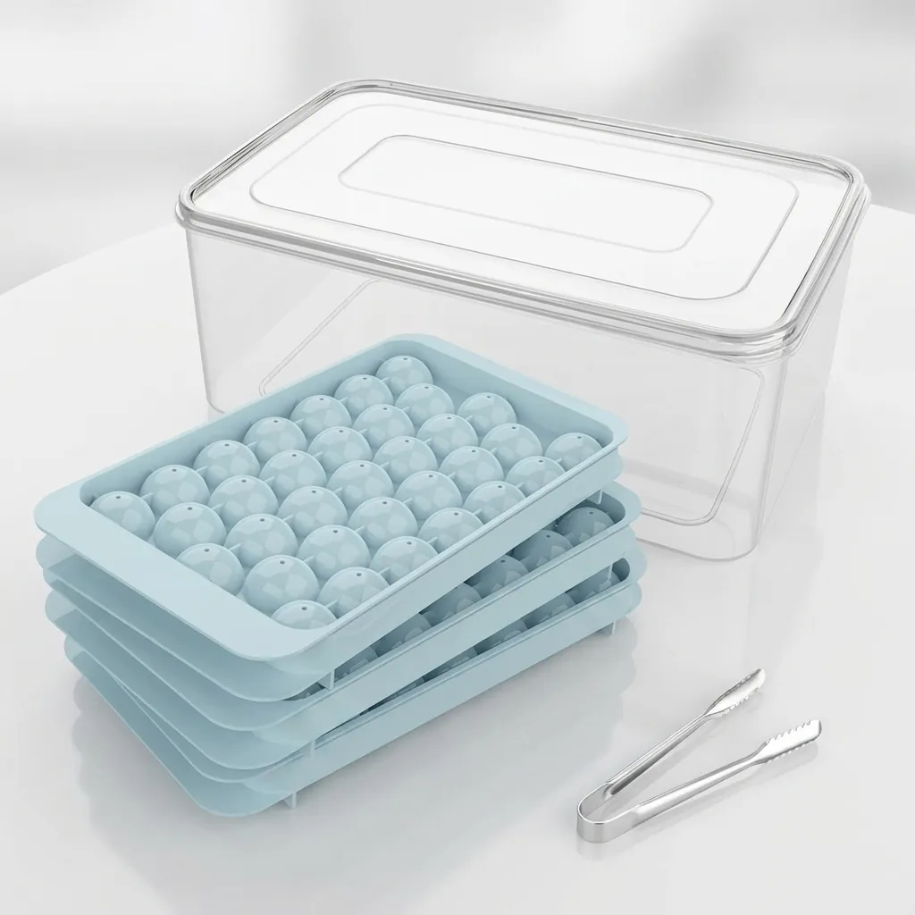 Vaschetta Per Cubetti Di Ghiaccio Rotonda Multi Griglia Stampo Sferico Con Contenitore E Paletta Plastica Per Whisky Cocktail