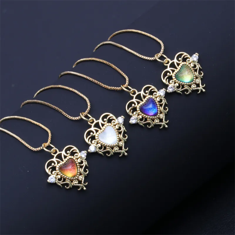Halskette Mit Hohlem Herzanhänger Aus Kupfer Zirkon Vintage Barock Stil Schmuck Für Damen Klassische Boxkette Elegant