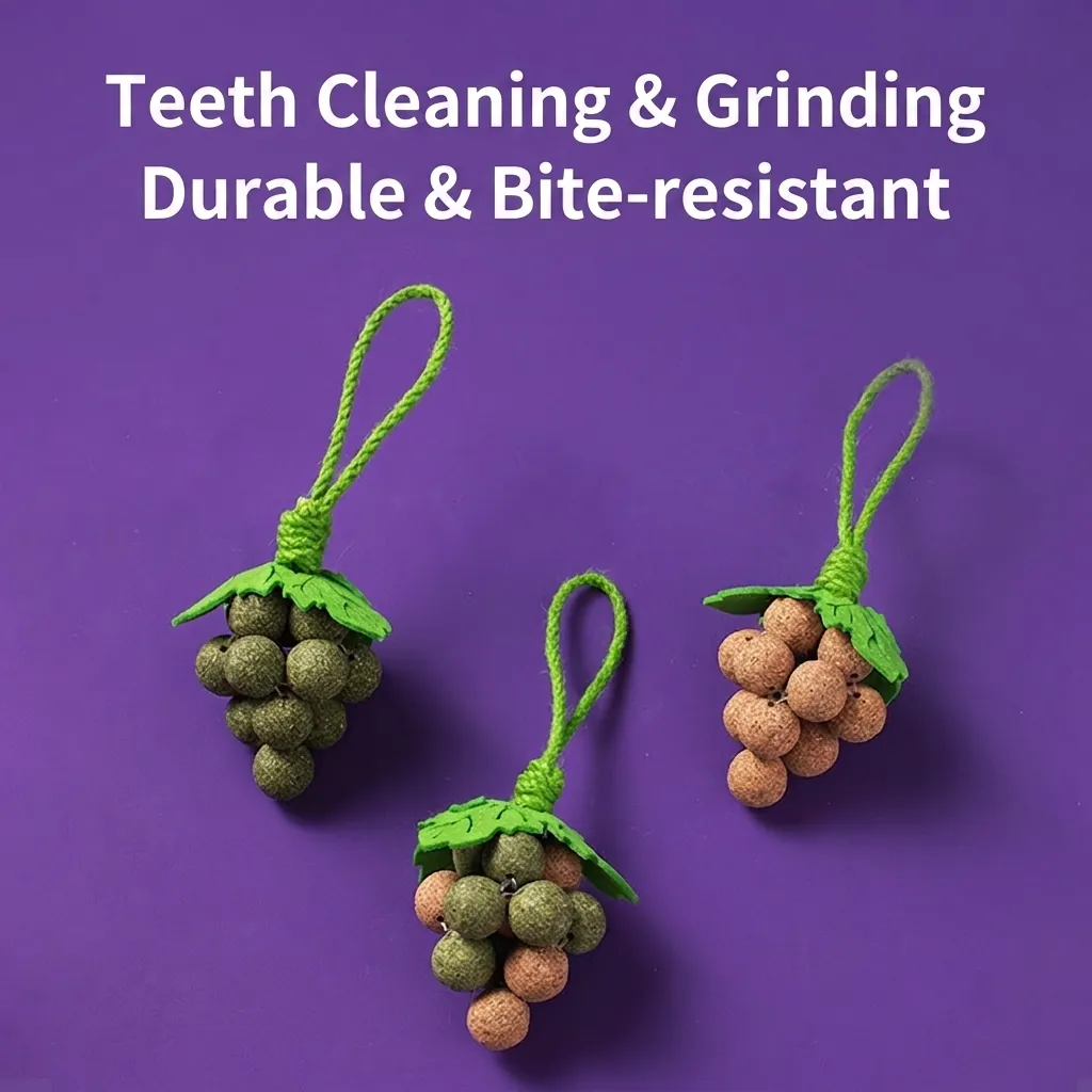 Grape Shaped Catnip Toy Silvervine Gall Fruit Balls Hanging Bunch For Teeth Cleaning Interactive Molar Cat Toy