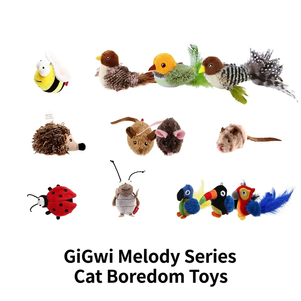 Simulation Animal Cat Toy Plush Realistic Sound Motion Activated Interactive Feather Kitten Hunting Play Accessory