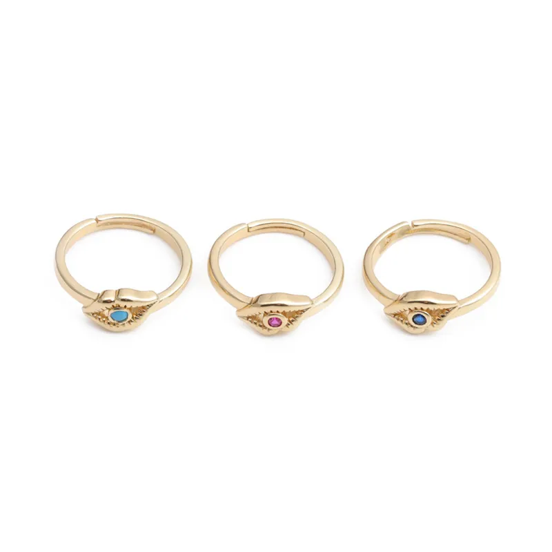 Bague Ouverte Réglable En Cuivre Forme Lèvre Œil Maléfique Sertie De Zircon Bijoux De Mode Pour Femmes