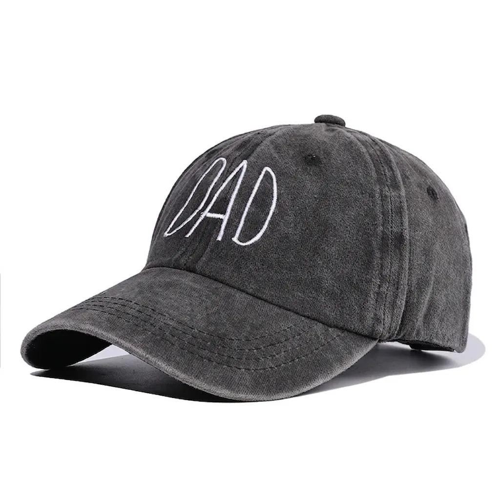 Vintage Washed Cotton Baseball Cap Distressed Dad Mom Letter Embroidery Adjustable Curved Brim Outdoor Sun Hat For Men Women