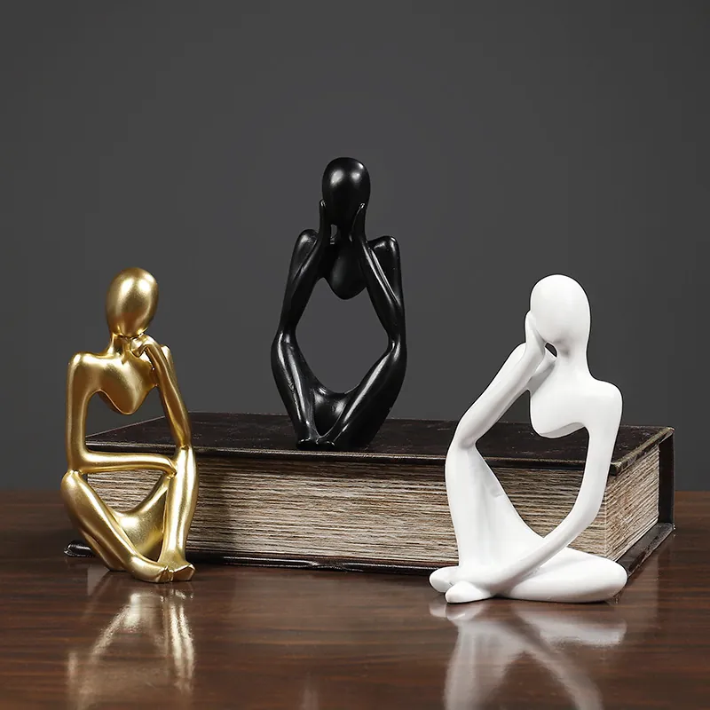 Abstract Thinker Sculpture Resin Nordic Human Figurine Modern Minimalist For Home Office Desktop Bookshelf Decor