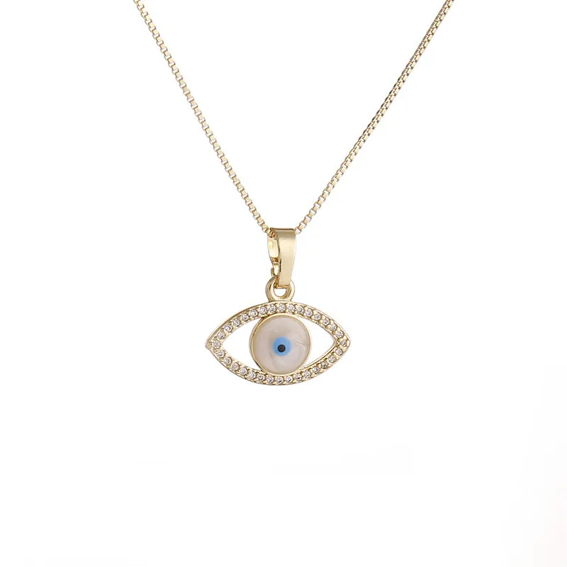 Collana Con Pendente Malocchio Rame Placcato Oro Con Zirconia Gioielli Geometrici Per Donna