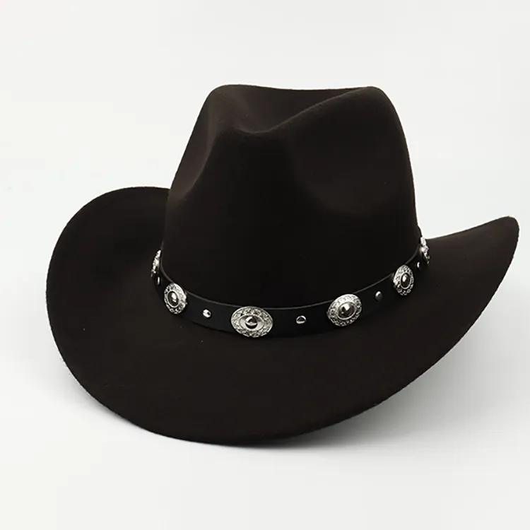 Vintage Fedora Hoed Brede Rand Wolvilt Jazz Cap Met Goudblad Metalen Decoratie Zwarte Band Britse Stijl Unisex