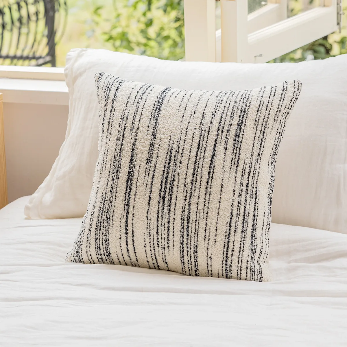 Fodera Per Cuscino In Tweed Intrecciato A Righe Federa Decorativa Con Retro In Velluto E Cerniera Invisibile Per Divano Letto