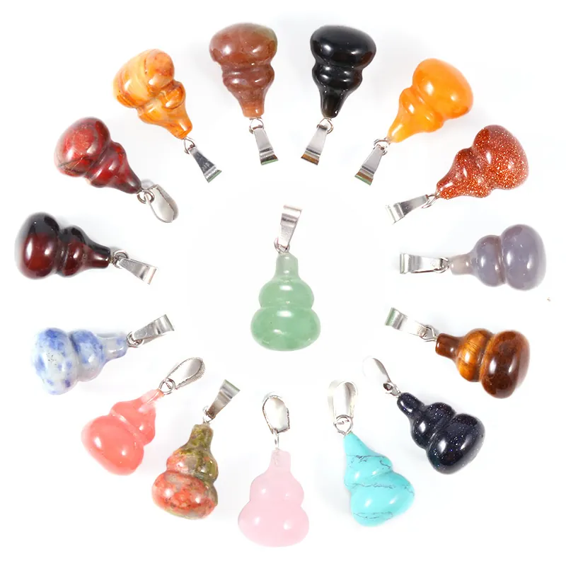 Naturstein Flaschenkürbis Anhänger Wu Lou Charm Kristall Edelstein Poliert Mini Schmuckherstellung DIY Zubehör