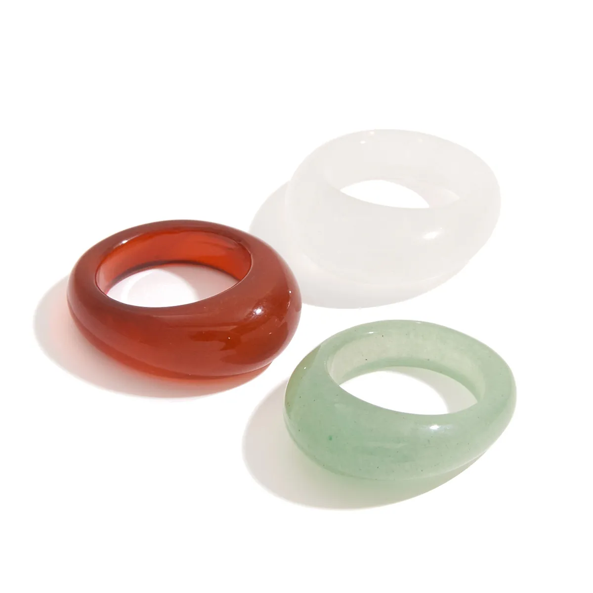 Anello Retrò Da Donna Acciaio Inossidabile Pietra Naturale Resina Fascia Impermeabile Ipoallergenico Placcato Oro 18K Gioielli