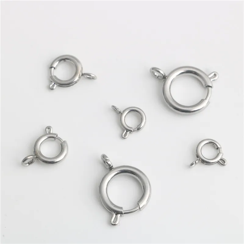 Stainless Steel Spring Ring Clasp High Polished DIY Jewelry Findings Necklace Bracelet Connectors Craft Making Essential