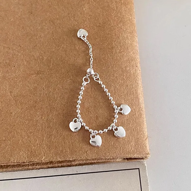 S925 Sterlingsilber Verstellbarer Herzkettenring Für Damen Minimalistischer Süßer Herzanhänger Schiebering Mode Schmuck Geschenk