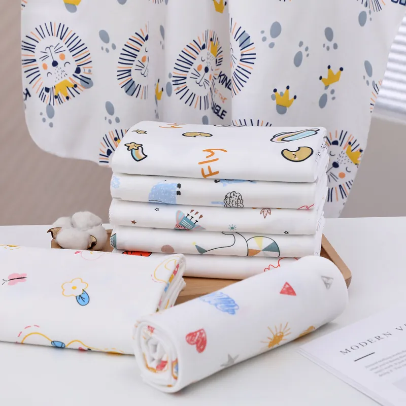 Newborn Baby Swaddle Blanket Pure Cotton Gauze Muslin Breathable Soft Cartoon Print Infant Receiving Wrap