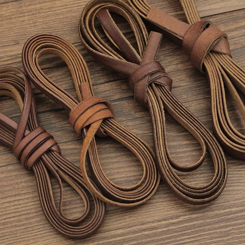 Faux Leather Cord Round Flat String For DIY Jewelry Making Necklace Bracelet Crafting Handmade Supplies Brown
