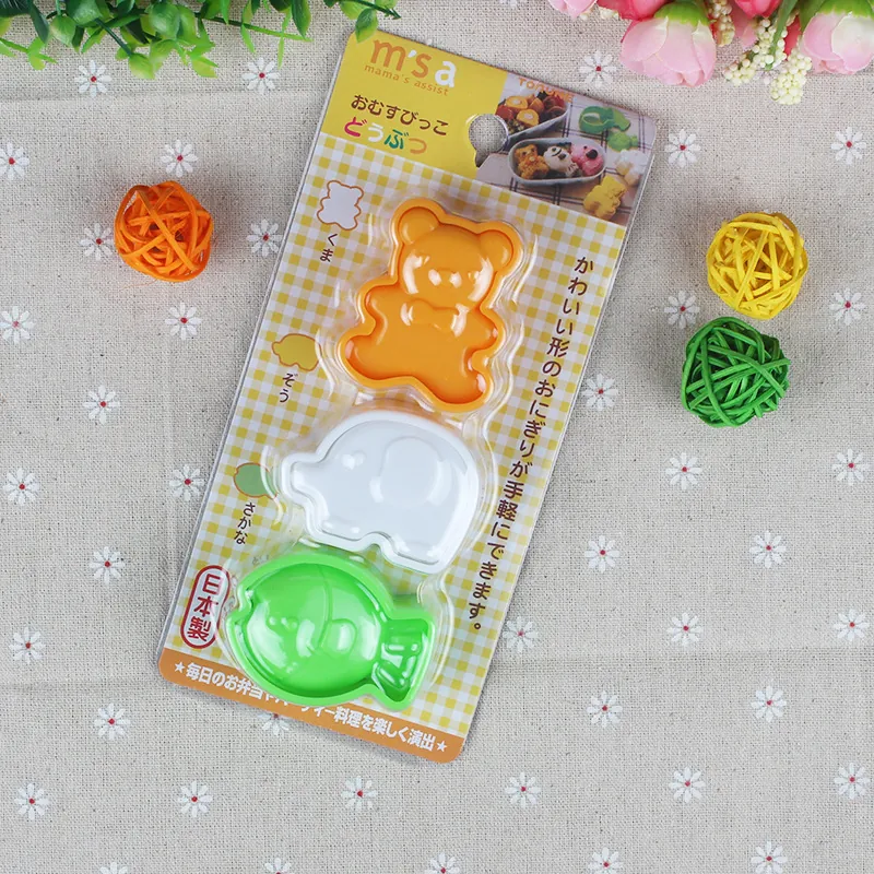 Cute Animal Shape Rice Ball Mold Bear Elephant Fish Cartoon DIY Sushi Bento Tool Food Grade Plastic Children Kitchen
