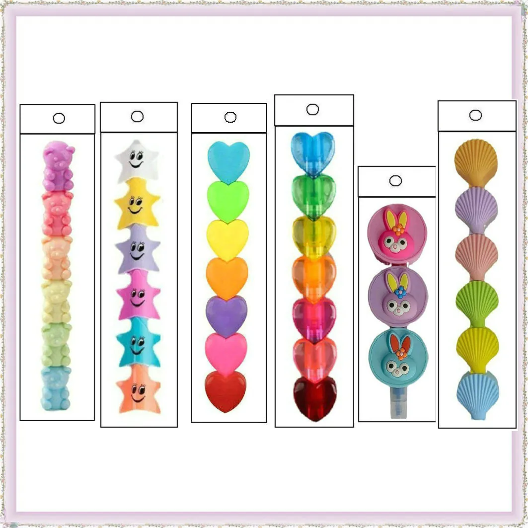 Novelty Stackable Highlighters Colorful Detachable Marking Pens Cartoon Bear Heart Shape For Students Kids Stationery