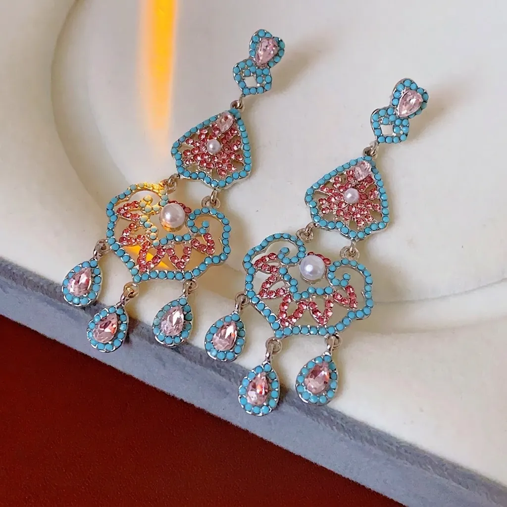 Boucles D'oreilles Pendantes Vintage Bohème Goutte D'eau Avec Strass Künstliche Perle Et Silver Earring Post Bijoux Rétro Femmes