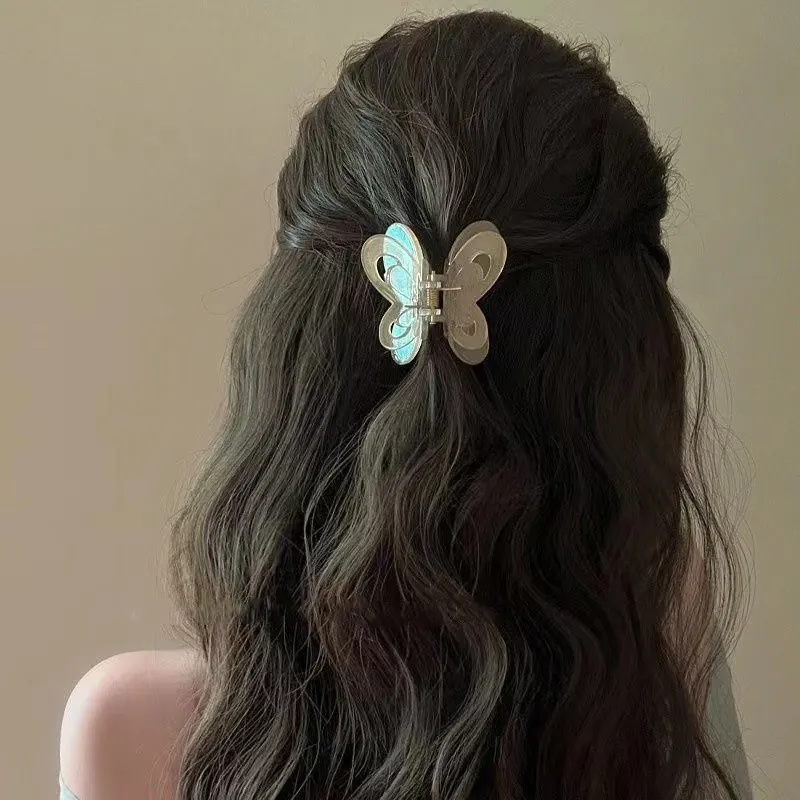 Butterfly Hollow Acrylic Jelly Color Hair Claw Clip Elegant Transparent Fairy Styling Accessory For Women