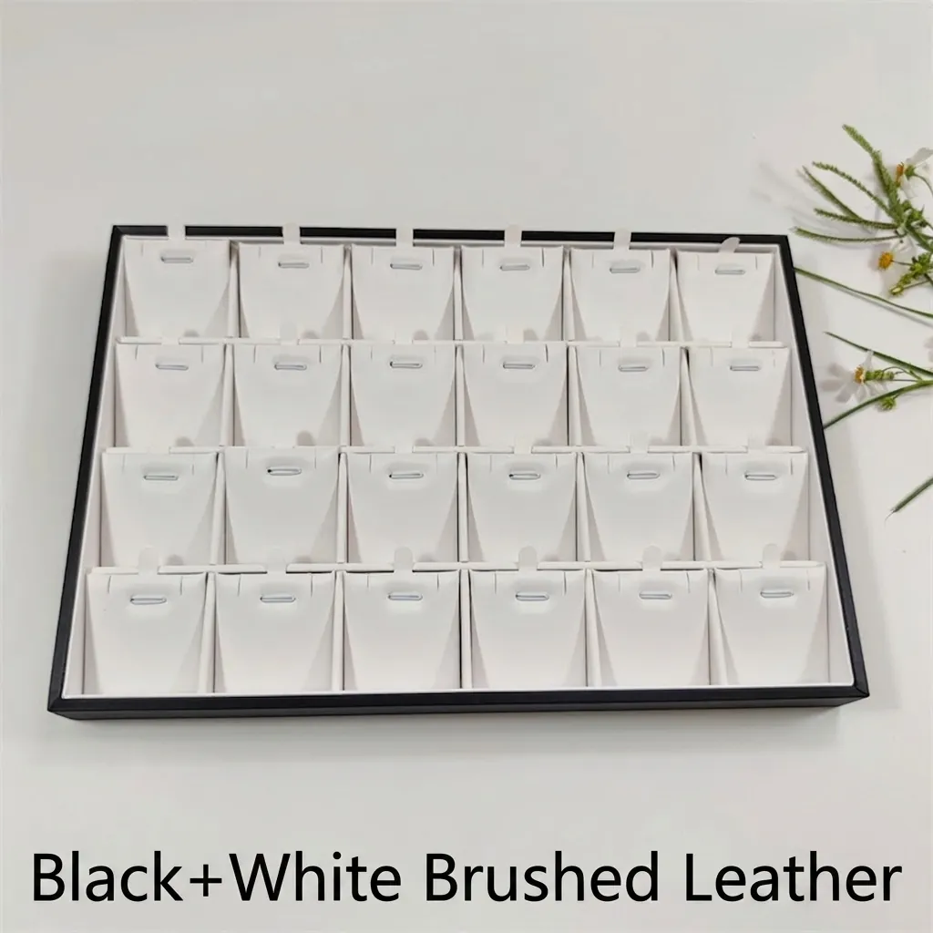 Jewelry Display Tray Necklace Pendant Organizer Multi Slot Brushed PU Leather Grid Design For Showcase Counter Storage