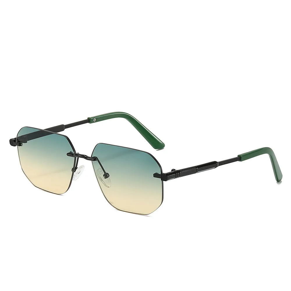 Retro Rimless Square Sunglasses For Women Men Metal Frame Gradient PC Lens UV400 Protection Fashion Travel Streetwear