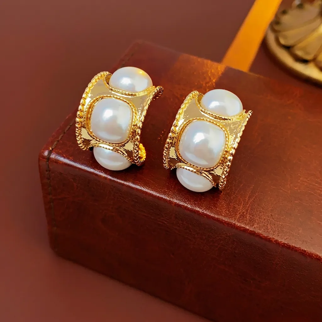 Orecchini In Lega A Forma Di C Vintage Francese Con Künstliche Perle Imitazione E Perno In Argento Gioielli Retro Eleganti Da Donna