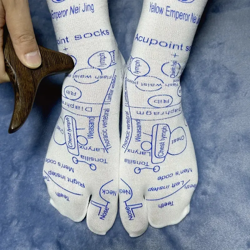 Acupoint Reflexology Socks Foot Massage Tool English Map Printed Polyester Socks For Men Women Relaxation Health Care