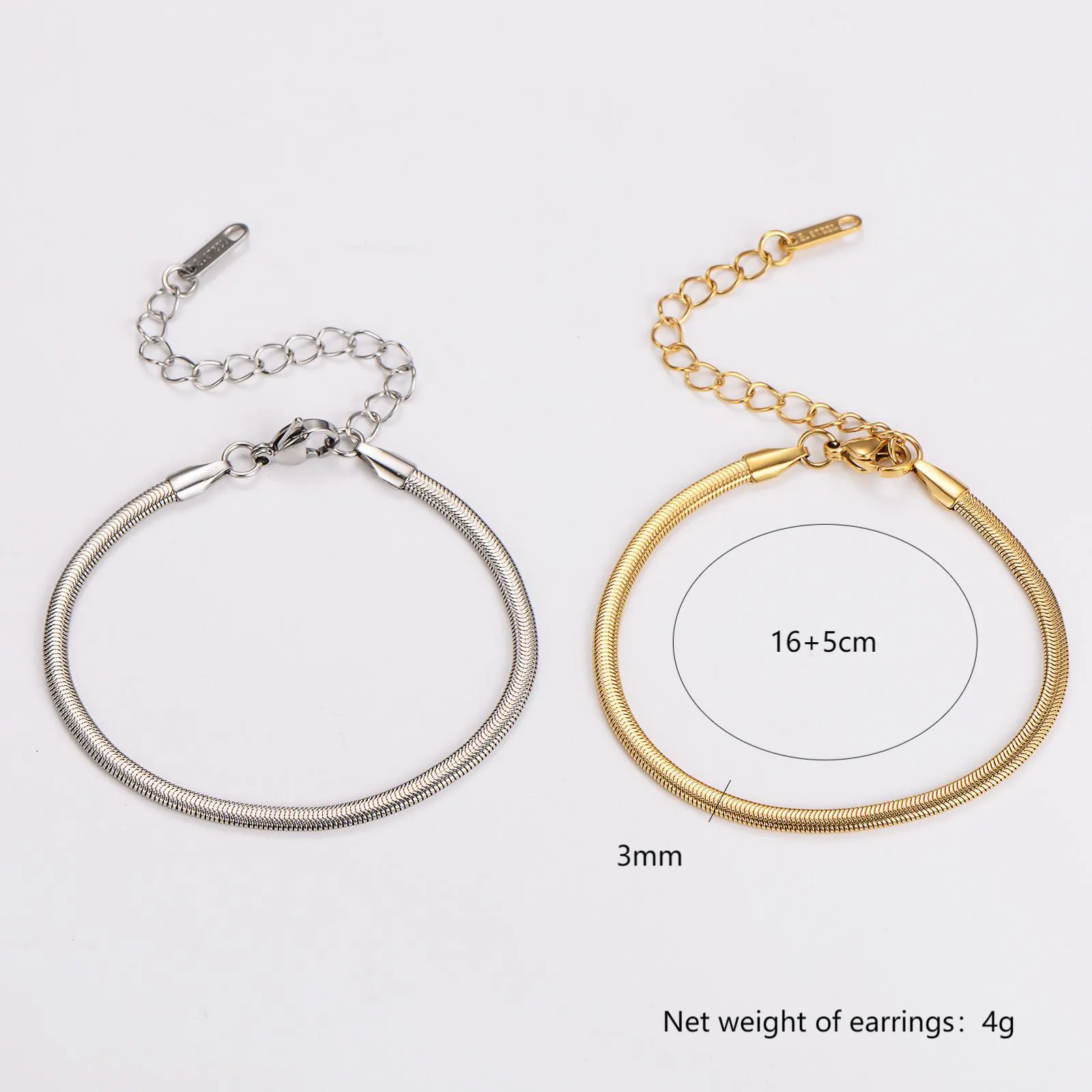 Minimalist Snake Bone Chain Bracelet Stainless Steel Geometric Commuting Fashion Jewelry For Women Men