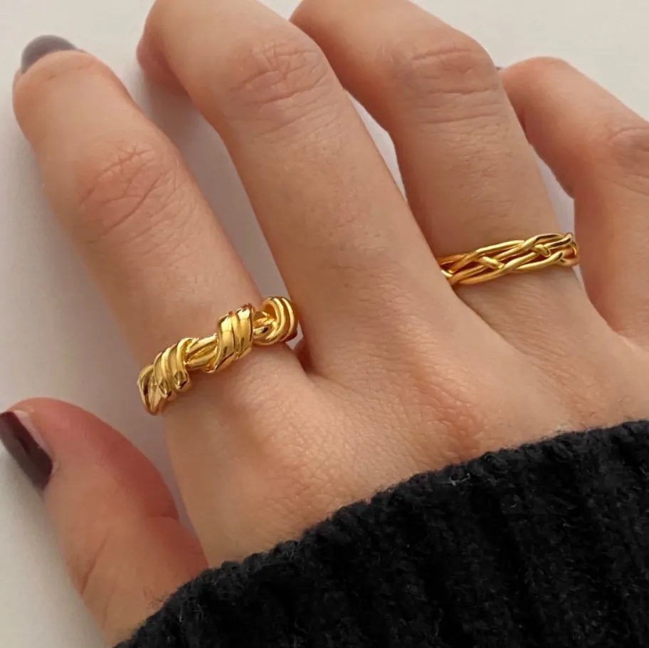 925 Sterling Silver Knot Ring For Women French Style Minimalist Heart Shape Asymmetric Adjustable Open Finger Ring Jewelry