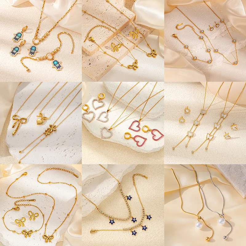 Elegant Pendant Necklace Stainless Steel Gold Plated Heart Butterfly Star Flower Shell Fashion Jewelry Gift For Women