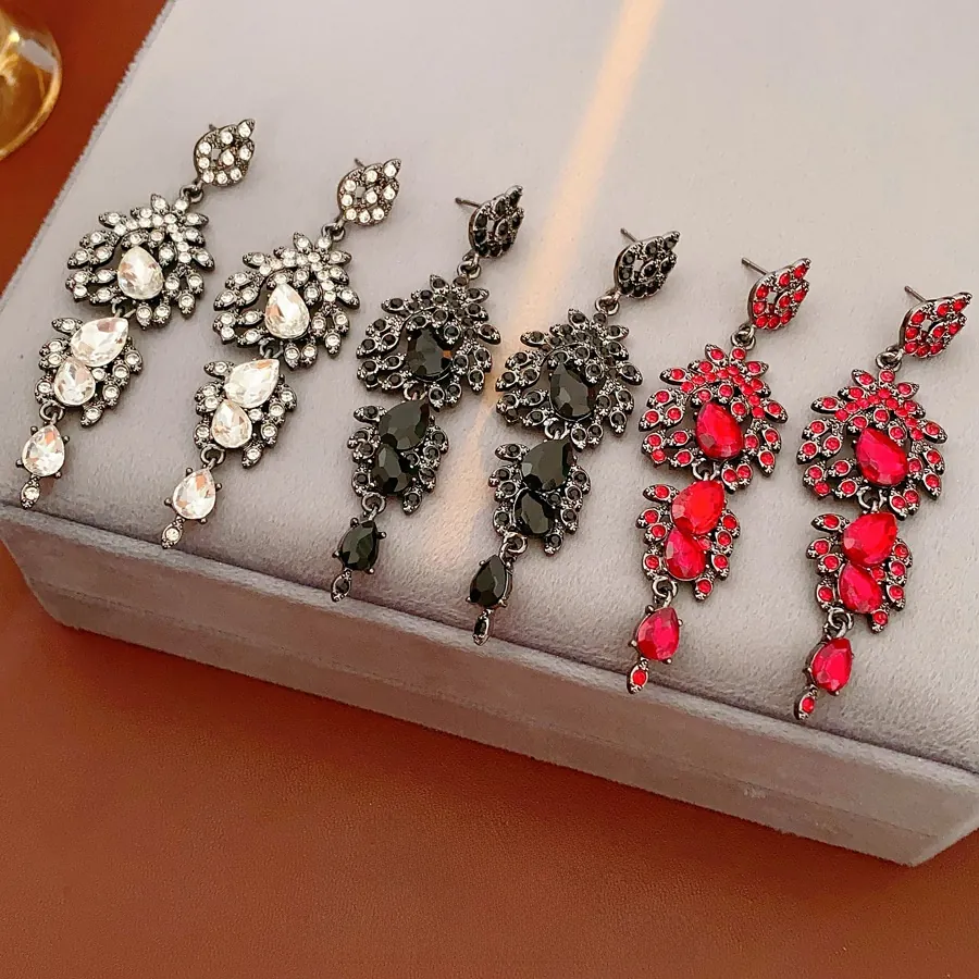 Vintage Wassertropfen Ohrhänger Mit 925 Sterling Silber Ohrstecker Legierung Strass Luxus Retro Schmuck Für Frauen
