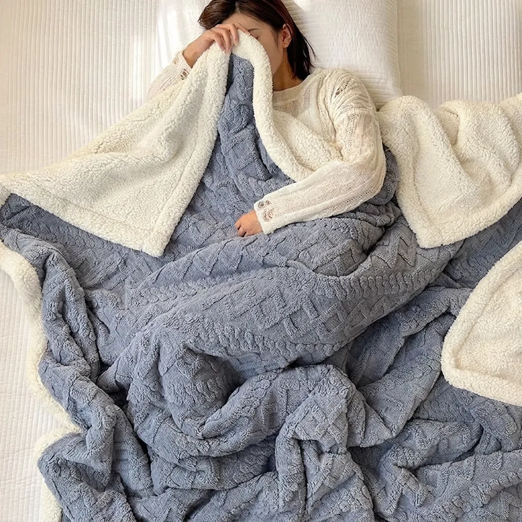 Warm Double Layer Taffeta Velvet Throw Blanket Soft Thickened Fleece Bedding For Sofa Office Dormitory Nap Solid Color