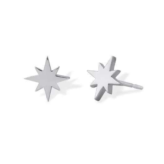 Eight Pointed Star Stud Earrings With 925 Sterling Silver Earring Post Minimalist Geometric Jewelry For Women Polished