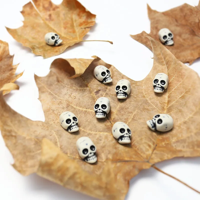Mini Resin Skull Heads Realistic Skeleton Decorations For Halloween Party DIY Craft Ghost Festival Spooky Gothic Props