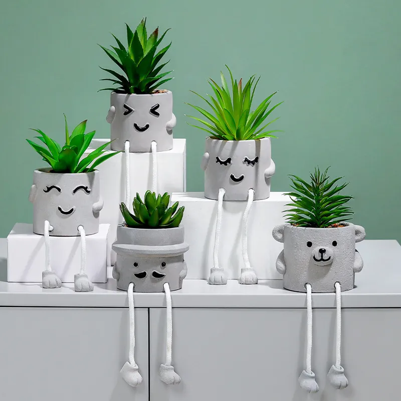 Nordischer Ins-Stil Künstliche Sukkulente Topfpflanze Hängebein Puppe Ornament Kreative Desktop Dekoration Für Büro Zuhause