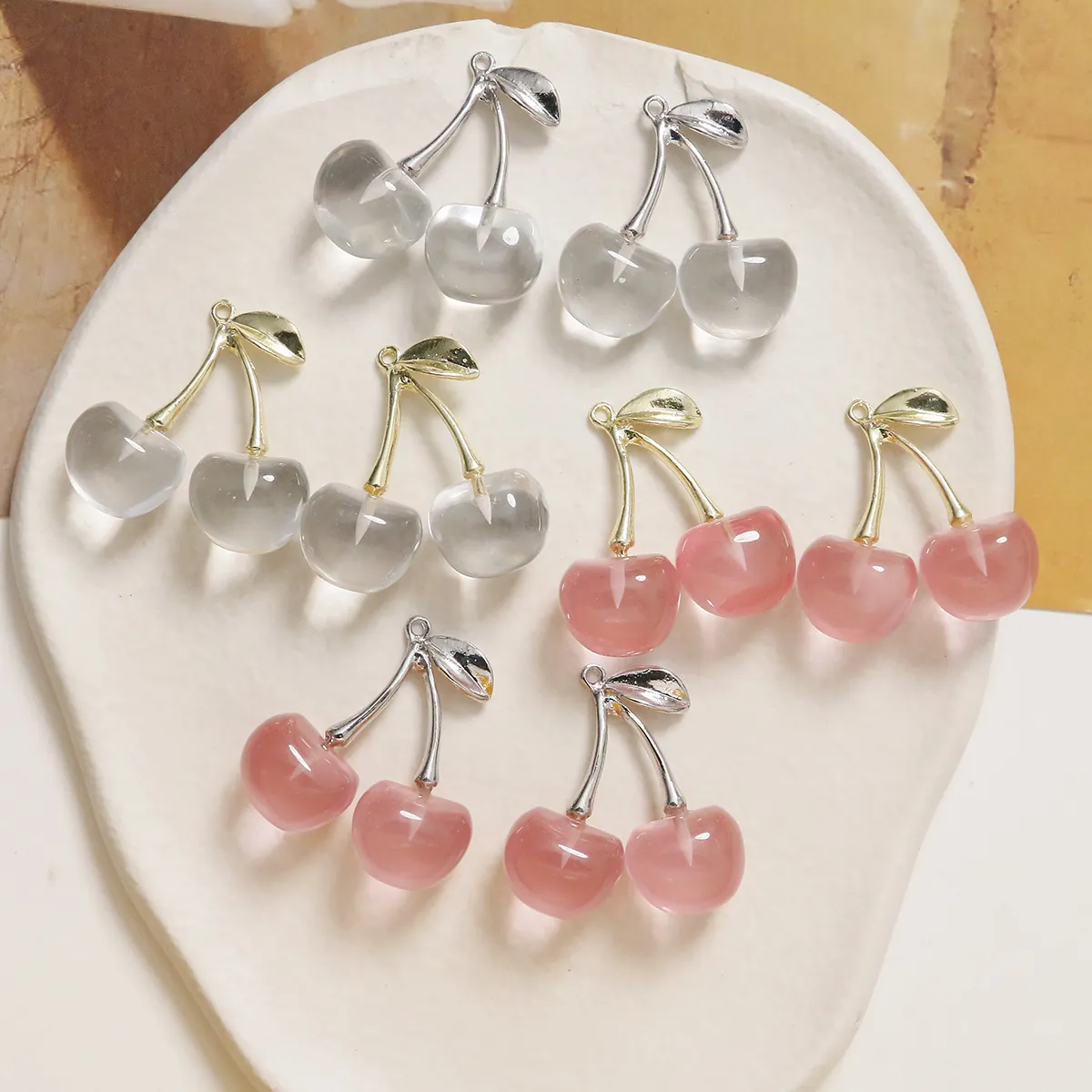 Cherry Shaped DIY Jewelry Making Pendants Resin Alloy Charms Fruit Style Earring Necklace Accessories Handmade Components