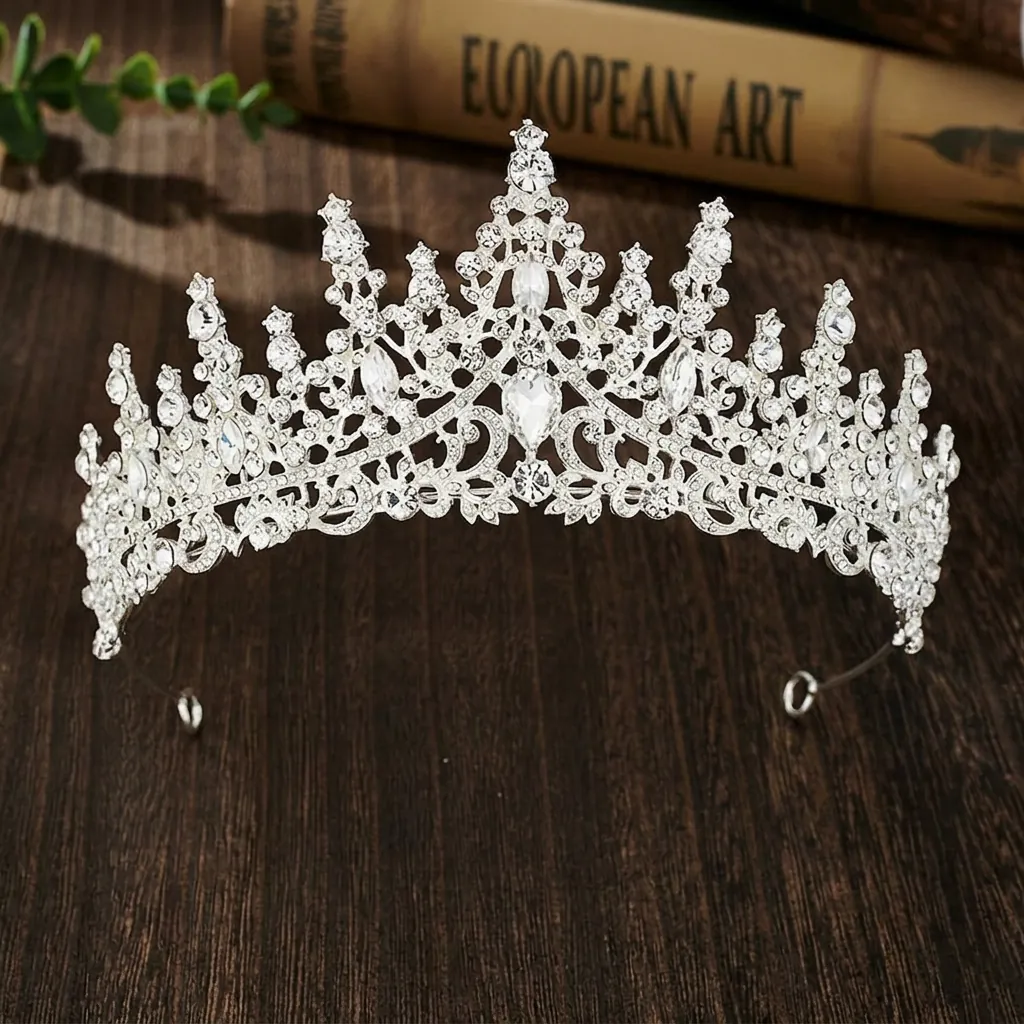 Alloy Rhinestone Wedding Crown Tiara Baroque Crystal Bridal Headpiece For Birthday Party Women Hair Accessories