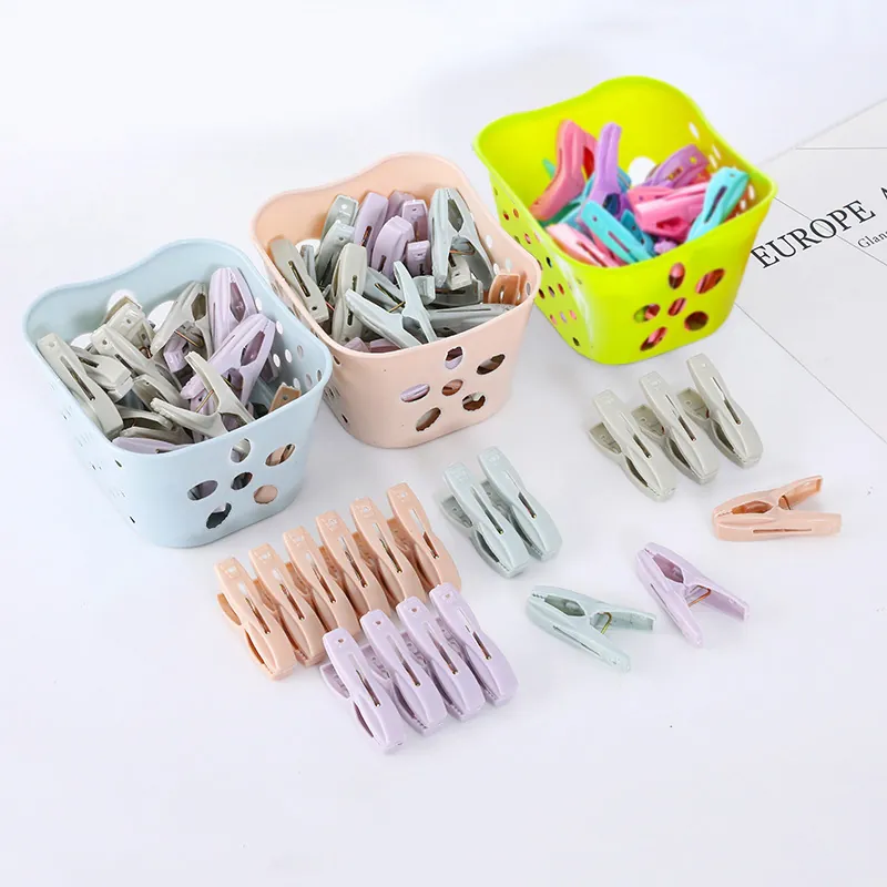 Pinces à Linge en Plastique Avec Panier de Rangement Clips de Séchage Coupe-vent pour Chaussettes Sous-vêtements Rangement Maison