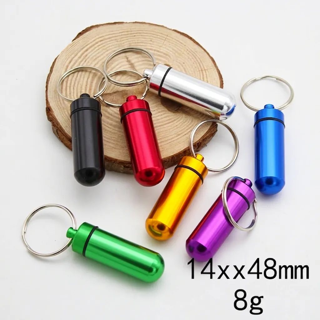 Mini Aluminum Alloy Pill Bottle Keychain Waterproof Capsule Case Portable Metal Sealing Storage Tank For Outdoor Travel
