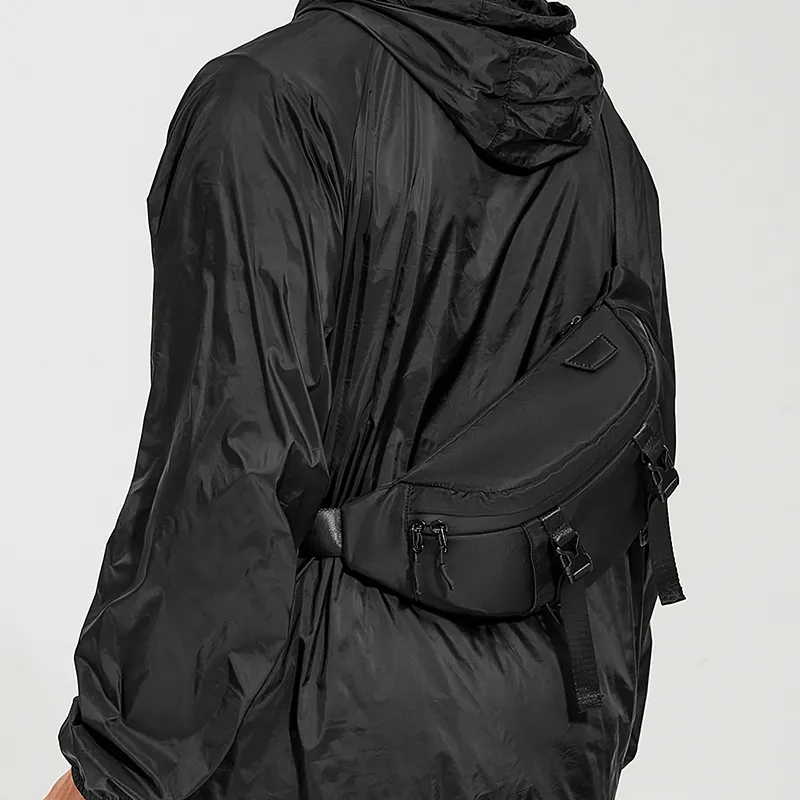 Men Chest Bag Nylon Waterproof Crossbody Sling Shoulder Pack Techwear Streetwear Style For Men Black