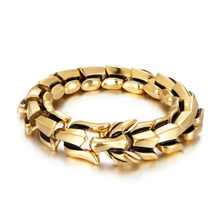 Men's 316L Stainless Steel Dragon Bone Bracelet Vintage Punk Rock Biker Wolf Head Mechanical Link Chain Jewelry Gift