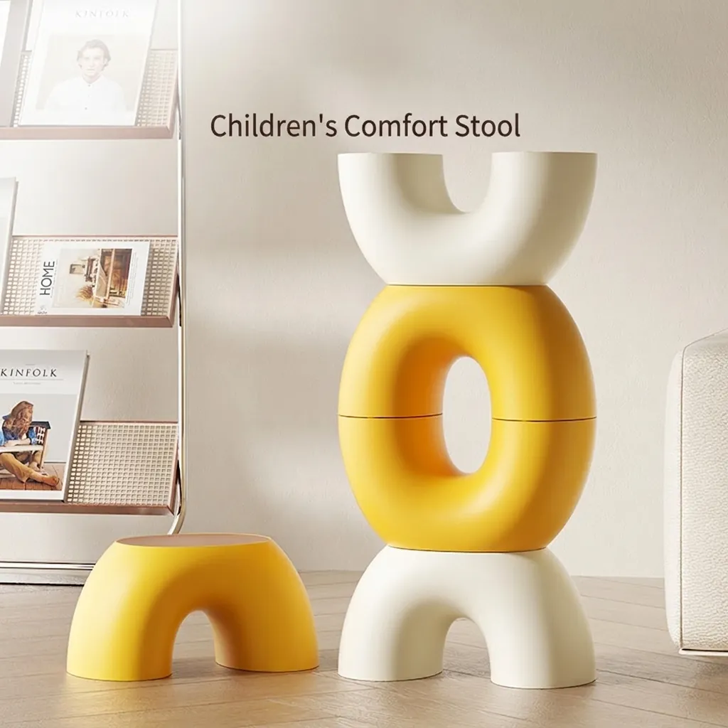 Nordic Creative Rainbow Plastic Stool U Shaped Thickened Arch Footstool Non Slip Shoe Changing Bench For Kids Adults Home Decor