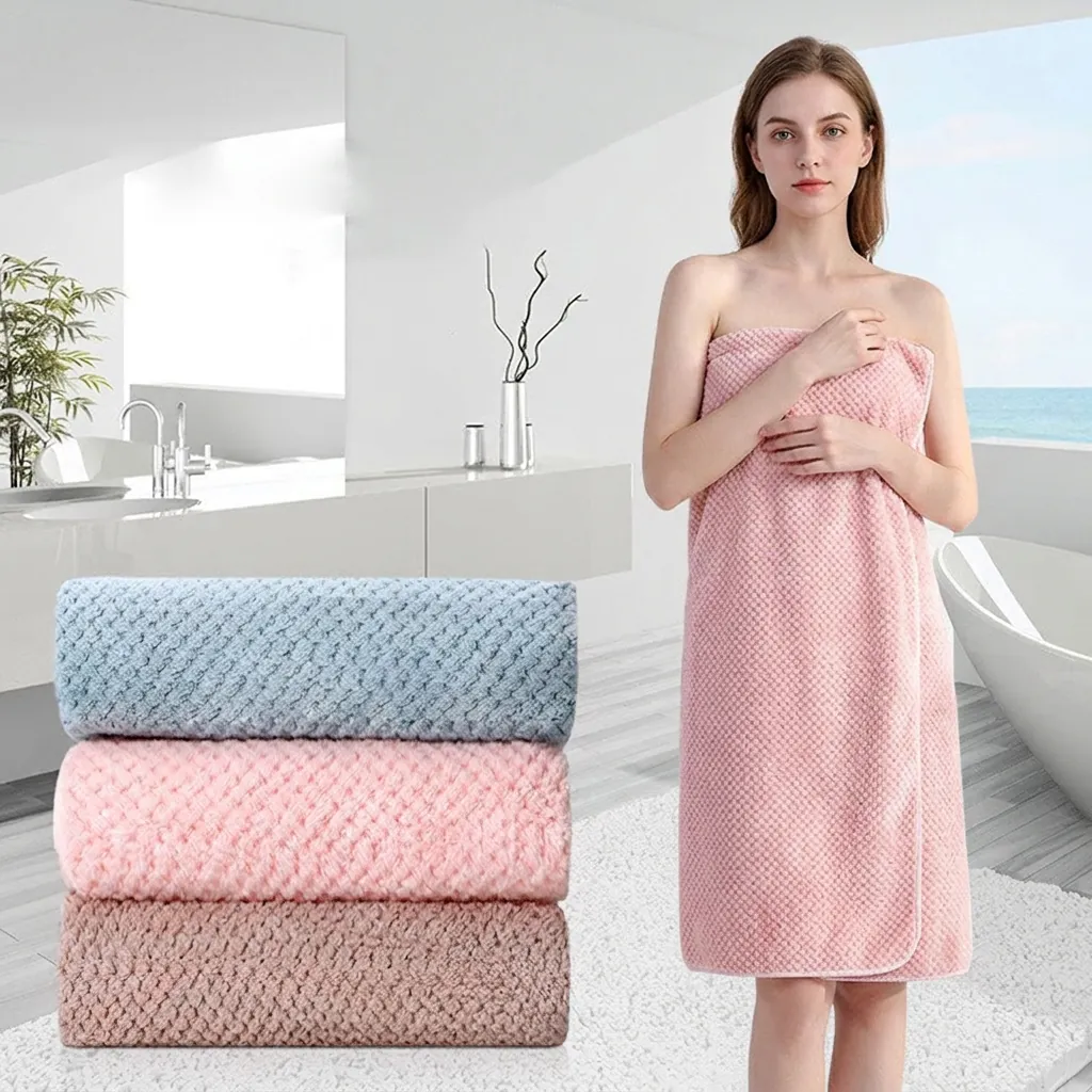 Grande Serviette De Bain Gaufre Microfibre Absorbante Séchage Rapide Douce Pour Spa Gym Natation Sport Femme Adulte