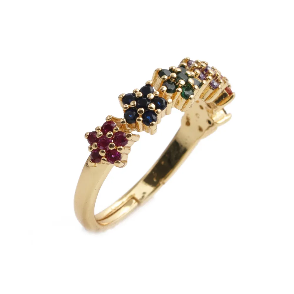 Anello In Rame Con Zirconia Colorata Per Donna Gioielli Di Moda Aperti Regolabili Castone Micro Pavé Stile Boho