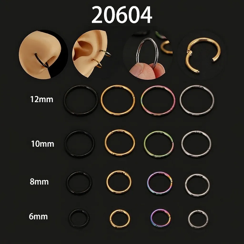 Nose Ring Clicker 316L Stainless Steel Seamless Hinged Segment Hoop Earring Piercing Jewelry For Men Women