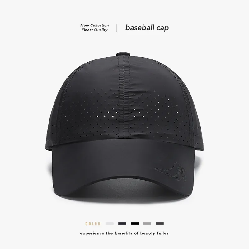 Baseball Cap Quick-Dry Breathable Laser Perforated Lightweight Sports Sun Hat Adjustable Polyester For Men Women