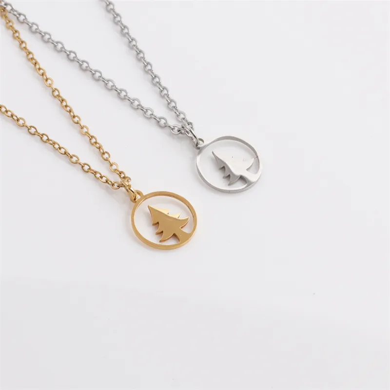 Weihnachtsbaum Anhänger Halskette Edelstahl Hohl Kiefer Design Minimalistischer Schmuck Für Frauen Feiertagsgeschenk