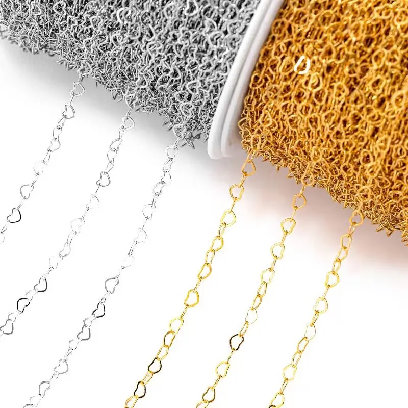 Catena Gioielli Fai Da Te Forma Cuore Maglie Metallo Ferro Accessori Cavi Per Creazione Collana Bracciale Artigianato
