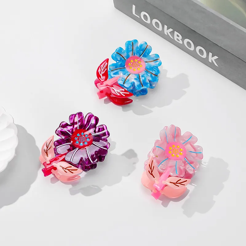 Sunflower Flower Hair Claw Acetate Jelly Color Sweet Fresh Shark Clip Styling Accessories For Women Girls